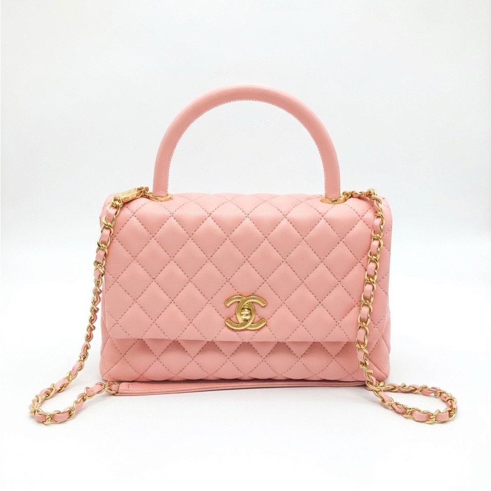 CHANEL Coco Handle 2WAYHandbag CoralPink Caviar Leather